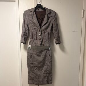 Bebe Brown Linen Three-Piece Suit size 0-2-4